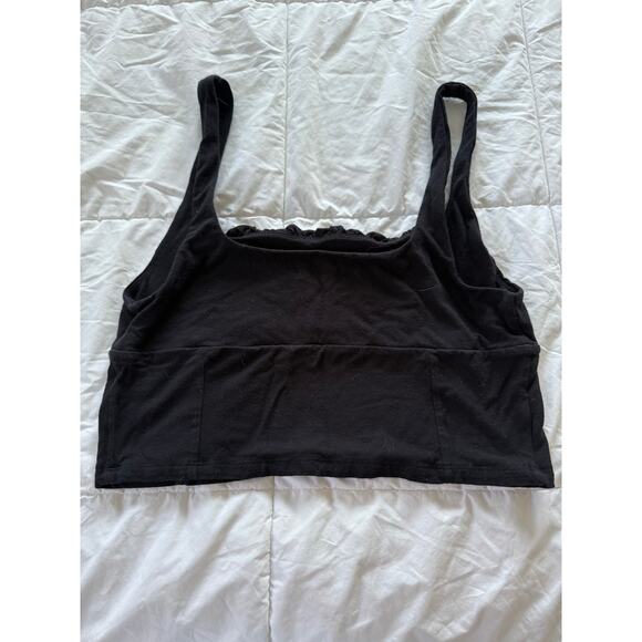 Wilfred Free ARITZIA Black Shrunken Bust Cropped Womens Cami Top Size Large - Picture 4 of 5
